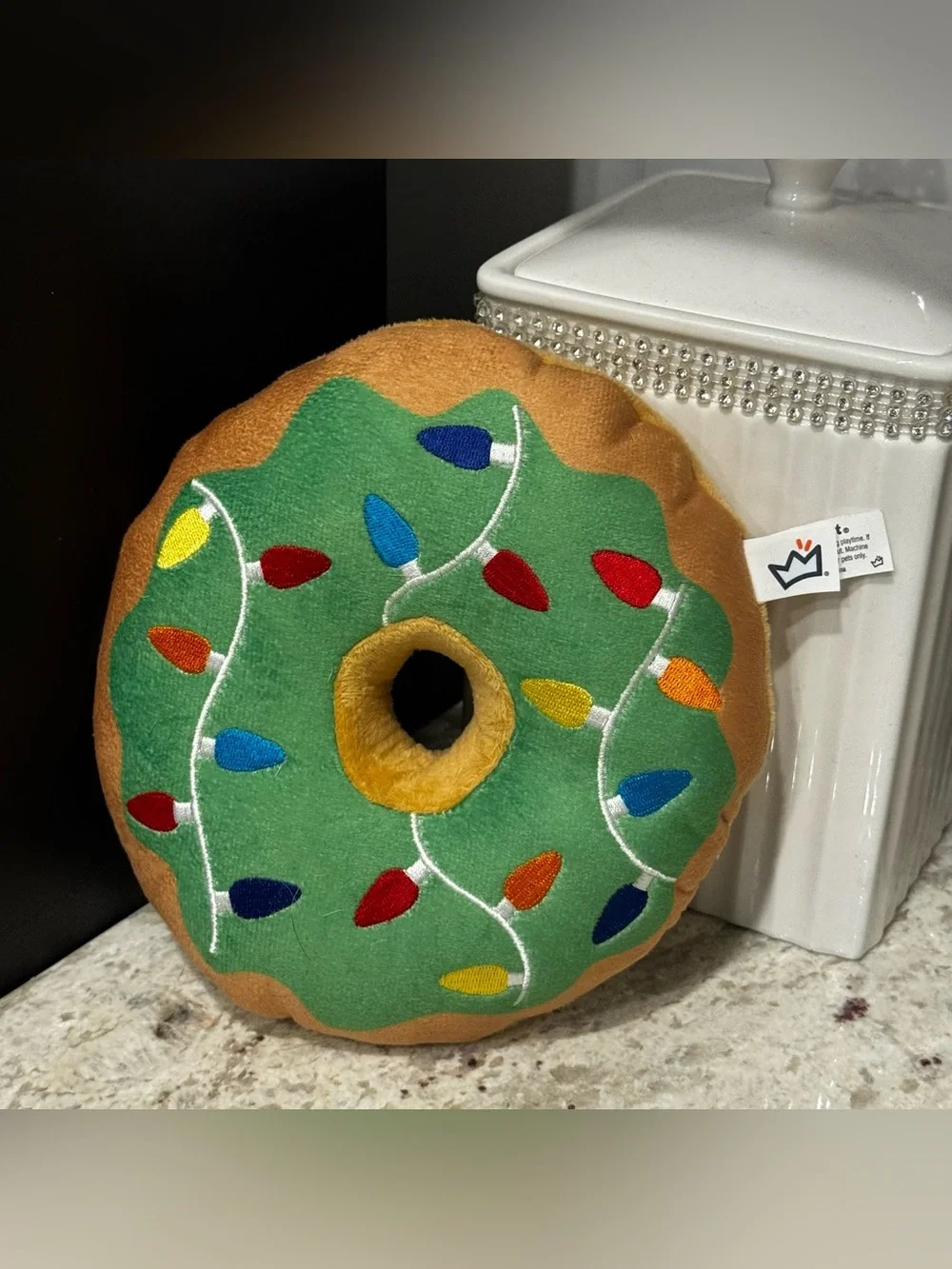 Holiday Donut Plush Dog Toy - Green Frosting